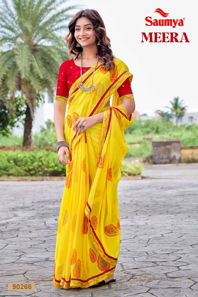 Meera By Saumya Printed Daily Wear Chiffon Saree Suppliers In Mumbai